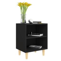 Berkfield Home Sturdy Bed Cabinet with Solid Wood Legs Black 40x30x50 cm - Size: 40 x 30 x 50 cm - thumbnail 1