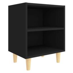 Berkfield Home Sturdy Bed Cabinet with Solid Wood Legs Black 40x30x50 cm - Size: 40 x 30 x 50 cm - thumbnail 3