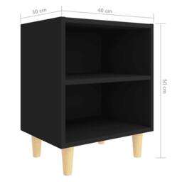 Berkfield Home Sturdy Bed Cabinet with Solid Wood Legs Black 40x30x50 cm - Size: 40 x 30 x 50 cm - thumbnail 6