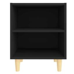 Berkfield Home Sturdy Bed Cabinet with Solid Wood Legs Black 40x30x50 cm - Size: 40 x 30 x 50 cm - thumbnail 4