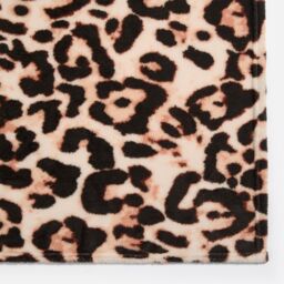 OHS Ultra Soft Throw Bed Blanket Leopard Fleece Plush Sofa Bedspread Warm Travel in Natural - thumbnail 3