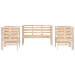 Berkfield Home 3 Piece Garden Lounge Set Solid Wood Pine in Brown - thumbnail 4
