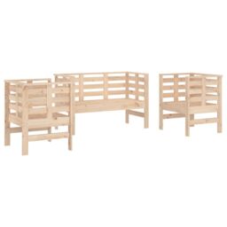 Berkfield Home 3 Piece Garden Lounge Set Solid Wood Pine in Brown - thumbnail 2