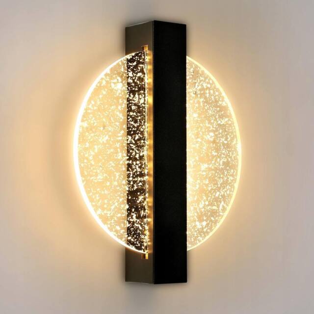 COMELY Indoor Wall Lights, 18W Round Black Modern Wall Lights, Warm Light - image 1