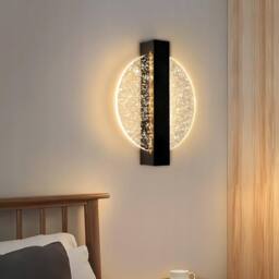 COMELY Indoor Wall Lights, 18W Round Black Modern Wall Lights, Warm Light - thumbnail 2