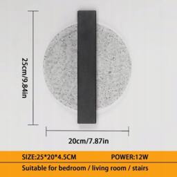 COMELY Indoor Wall Lights, 18W Round Black Modern Wall Lights, Warm Light - thumbnail 6