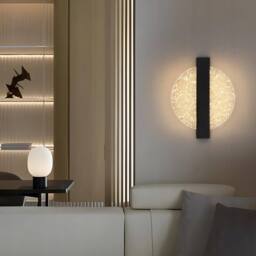 COMELY Indoor Wall Lights, 18W Round Black Modern Wall Lights, Warm Light - thumbnail 3