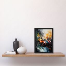 Artery8 Wall Art Print Sports Car Racing Oil Painting For Him Motor Racing Man Cave Art Framed - Size: A4 - thumbnail 4