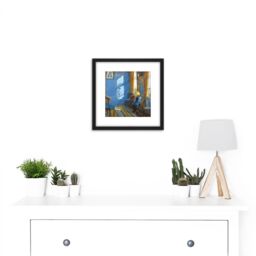 Artery8 Anna Ancher Sunlight In The Blue Room 8X8 Inch Square Wooden Framed Wall Art Print Picture with Mount in Black - thumbnail 2
