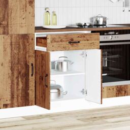Berkfield Home Kitchen Base Cabinet Kalmar Old Wood Engineered Wood in Brown - thumbnail 3