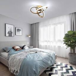 Pheashine Gold LED Ceiling Light, 22W 6500K Cool White, 25cm Modern Flush Mount - thumbnail 3