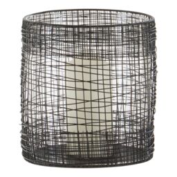 Orsina Cylindrical Black Lantern, Iron Wireframe Black Candle Holder, Indoor & Outdoor Decor with Glass Shade - thumbnail 3