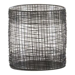Orsina Cylindrical Black Lantern, Iron Wireframe Black Candle Holder, Indoor & Outdoor Decor with Glass Shade - thumbnail 6