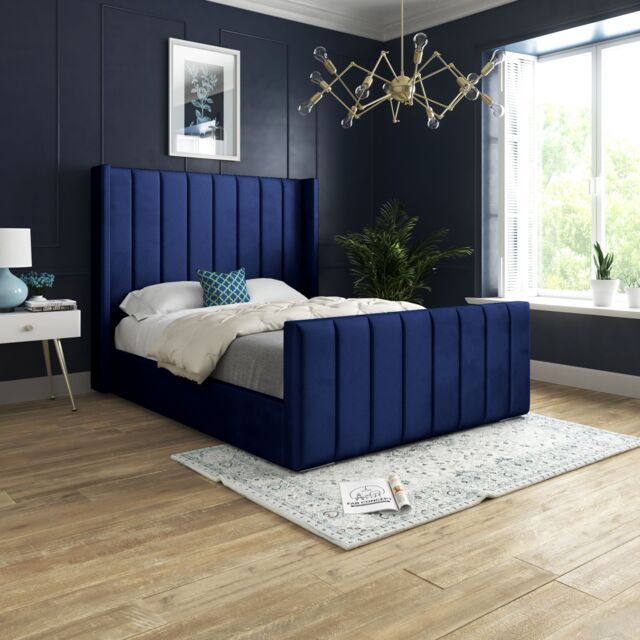 DS Living Oxford Upholstered Soft Touch Plush Blue Velvet Bed Frame - Size: Single - image 1