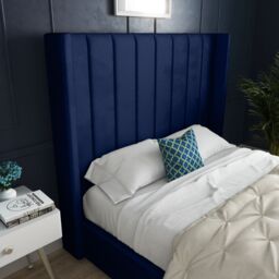 DS Living Oxford Upholstered Soft Touch Plush Blue Velvet Bed Frame - Size: Single - thumbnail 2