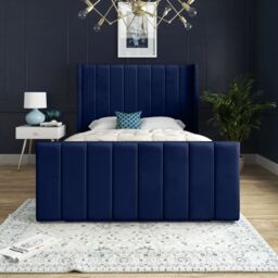 DS Living Oxford Upholstered Soft Touch Plush Blue Velvet Bed Frame - Size: Single - thumbnail 3