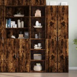 Berkfield Home Highboard Smoked Oak 45x41x185 cm Engineered Wood in Brown - Size: 45 x 41 x 185 cm - thumbnail 1
