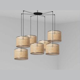 Netlighting Mambo Black Rattan Pendant Suspension Pendant Lamp Ø450 7 Light