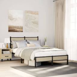 Berkfield Home Elegant Bed Frame without Mattress Sonoma Oak 120x200 cm Engineer in Brown - Size: Small Double - thumbnail 2
