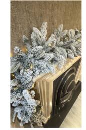 Outdoor Living 270cm Premium Mixed branch pre-lit Snow Christmas Garland in White - thumbnail 4