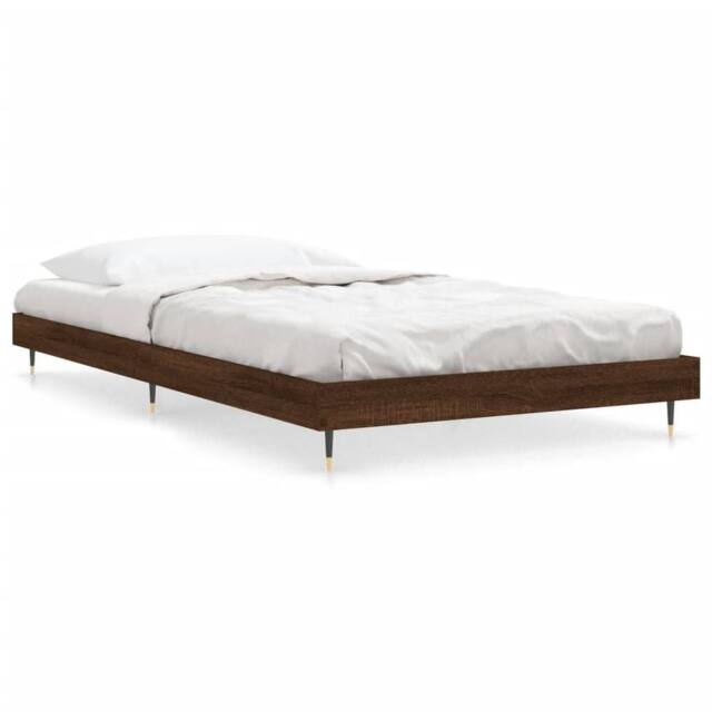 Berkfield Home Bed Frame Brown Oak 100x200 cm Engineered Wood - image 1
