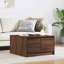 Berkfield Home Decorative Coffee Table with Drawers Brown Oak 70.5x70x40 cm - thumbnail 2
