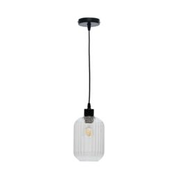 First Choice Lighting Set of 2 Batley - Clear Ribbed Glass Easy Fit Pendant Shades - thumbnail 2