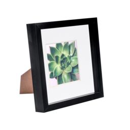 "Nicola Spring 3D Box Photo Frame - 8 x 8"" with 4 x 4"" Mount - Ivory Mount in Black" - thumbnail 1