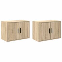 Berkfield Home Durable Garage Wall Cabinets 2 pcs Sonoma Oak Engineered Wood in Brown - thumbnail 3