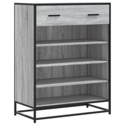 Berkfield Home Shoe Cabinet Grey Sonoma 75x38x97.5 cm Engineered Wood & Metal - thumbnail 2