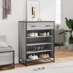 Berkfield Home Shoe Cabinet Grey Sonoma 75x38x97.5 cm Engineered Wood & Metal - thumbnail 3