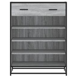 Berkfield Home Shoe Cabinet Grey Sonoma 75x38x97.5 cm Engineered Wood & Metal - thumbnail 4