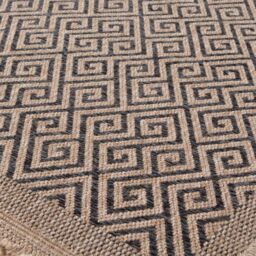 THE RUGS Jute Looking Greek Key Design Outdoor Rugs Dark Grey Nature 5100DG - Size: 140 cm x 200 cm - thumbnail 3