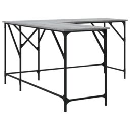 Berkfield Home Desk Grey Sonoma 149x149x75 cm Engineered Wood - Size: 149 x 149 x 75 cm - thumbnail 6