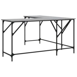 Berkfield Home Desk Grey Sonoma 149x149x75 cm Engineered Wood - Size: 149 x 149 x 75 cm - thumbnail 2