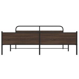 Berkfield Home Metal Bed Frame without Mattress Brown Oak 180x200 cm Super King - thumbnail 5