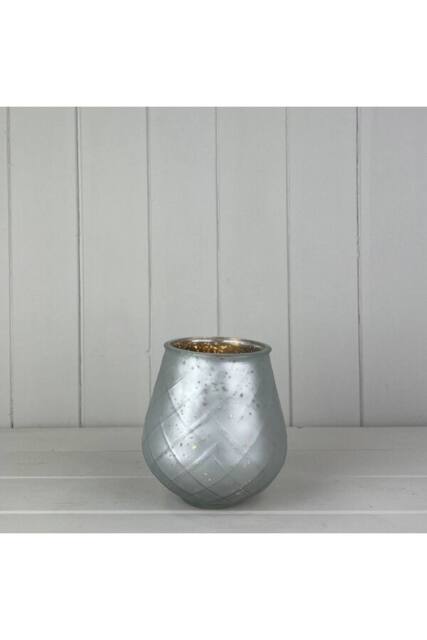KDMD Large Frosted Silver Glass Tealight Holder - image 1