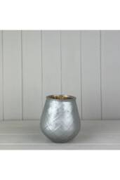 KDMD Large Frosted Silver Glass Tealight Holder