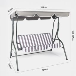 OHS Garden Swing Chair Outdoor Hanging Seat 3 Seater Bench Sun Shade in Grey - thumbnail 9