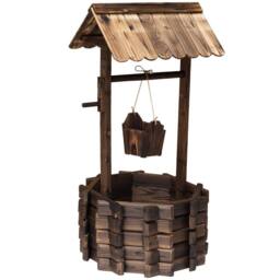 OUTSUNNY Wishing Well Planter Bucket pond pump Home Decoration Flower Garden Outdoor in Tan - thumbnail 2