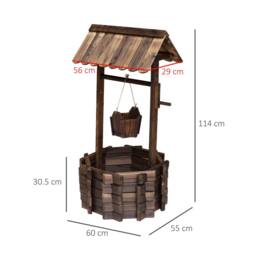 OUTSUNNY Wishing Well Planter Bucket pond pump Home Decoration Flower Garden Outdoor in Tan - thumbnail 3