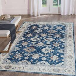 THE RUGS Jurdar Vintage Washable Rug - Ultra Soft Polyamide Non Slip Design in Blue - Size: 60 cm x 180 cm - thumbnail 3