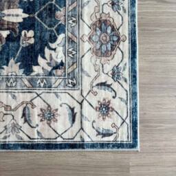 THE RUGS Jurdar Vintage Washable Rug - Ultra Soft Polyamide Non Slip Design in Blue - Size: 60 cm x 180 cm - thumbnail 2