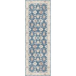 THE RUGS Jurdar Vintage Washable Rug - Ultra Soft Polyamide Non Slip Design in Blue - Size: 60 cm x 180 cm - thumbnail 6