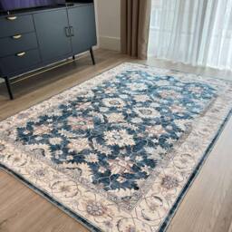 THE RUGS Jurdar Vintage Washable Rug - Ultra Soft Polyamide Non Slip Design in Blue - Size: 60 cm x 180 cm - thumbnail 4