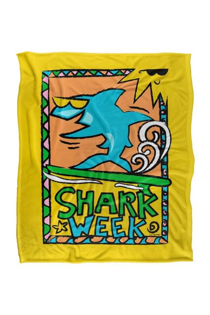 Warner Brothers Shark Week Television Series 152x127 cm Rad Surfing Shark Soft Blanket - image 1