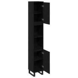 Berkfield Home Bathroom Cabinet Black Oak 30x30x190 cm Engineered Wood - Size: 30 x 30 x 190 cm - thumbnail 5