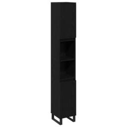 Berkfield Home Bathroom Cabinet Black Oak 30x30x190 cm Engineered Wood - Size: 30 x 30 x 190 cm