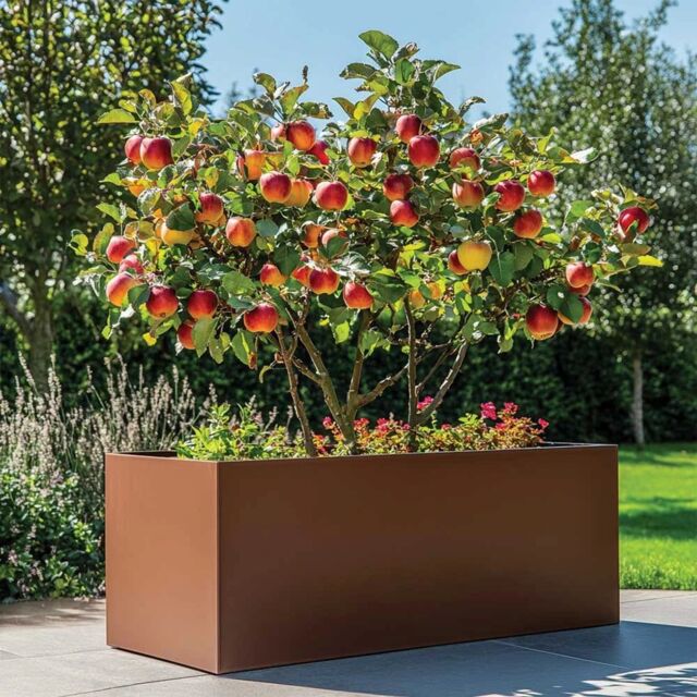 Woven Wood 120cm Zinc Galvanised Copper Trough Planter - image 1