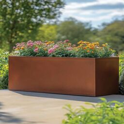 Woven Wood 120cm Zinc Galvanised Copper Trough Planter - thumbnail 3